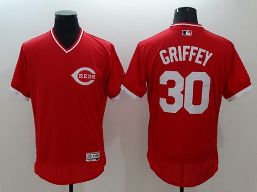 Reds #30 Ken Griffey Red Flexbase Authentic Collection Cooperstown Stitched MLB Jersey - Click Image to Close